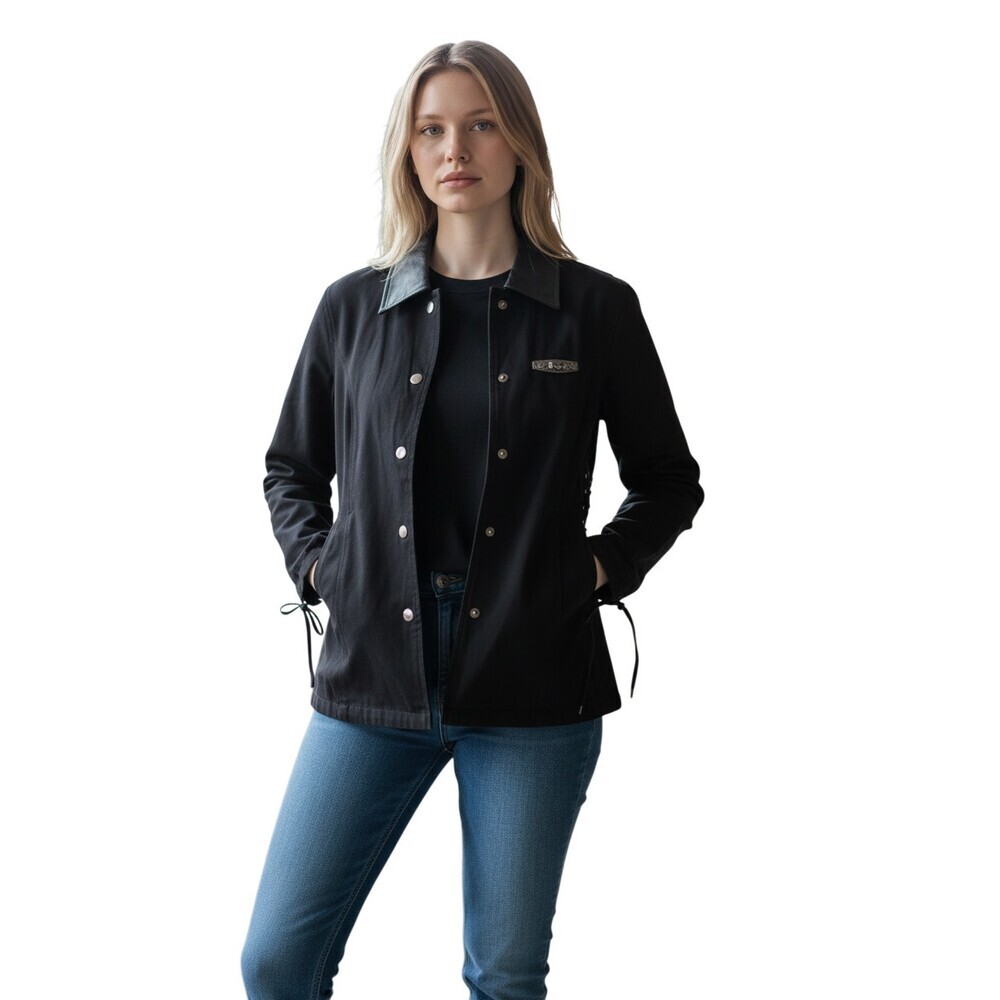 Harley-Davidson Women Jacket Black Cotton Size Small An American Legend Vintage